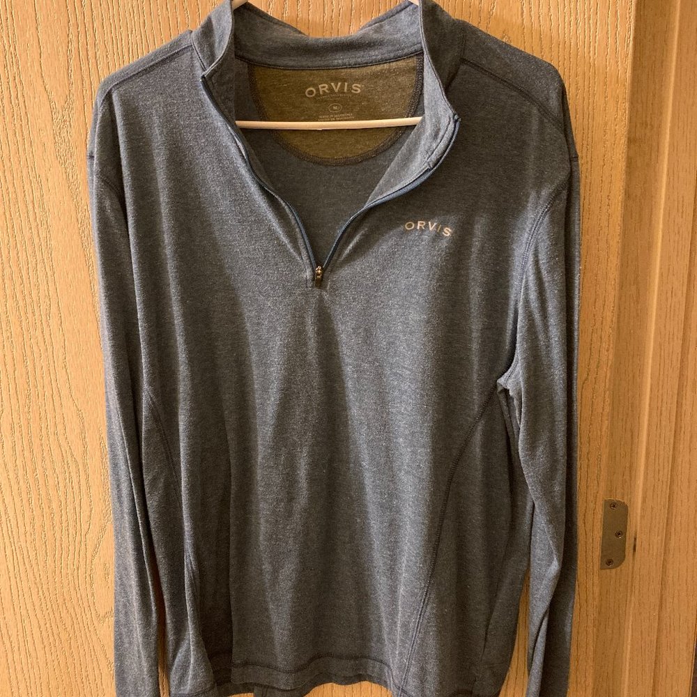 Orvis Blue Drirelease Quarter Zip Pullover LS Size M